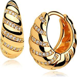 Gold Dainty Huggie Hoop Earring,18K Gold Plated Cute Tiny Drop Ball Hoop Earring